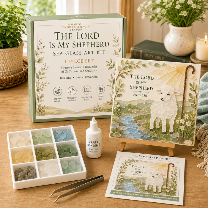 📦Limited Stock✝️ Psalms of Comfort & Strength Sea Glass Art Kit🎁The joy of handicrafts awaits your exploration❤️