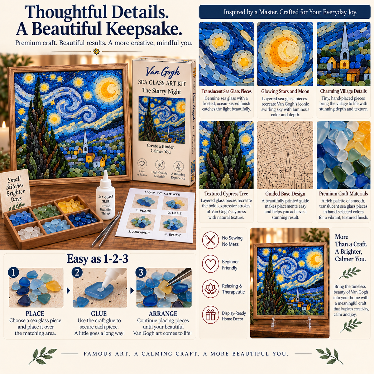 🎨 Van Gogh Sea Glass Art Kit Series