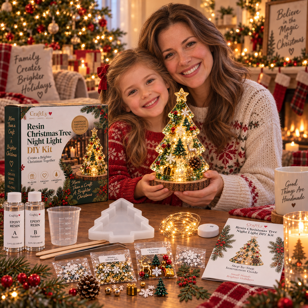 🎄 Resin Christmas Tree Night Light DIY Kit