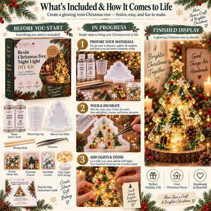 🎄 Resin Christmas Tree Night Light DIY Kit