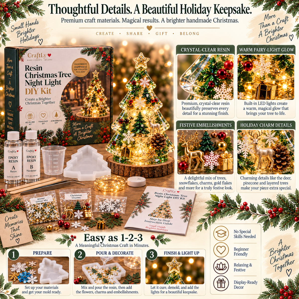 🎄 Resin Christmas Tree Night Light DIY Kit